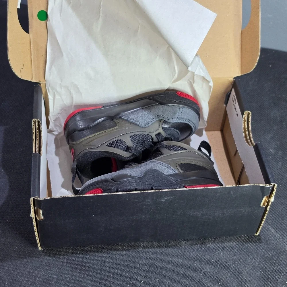 New 4C Jordan 4 RM TD FQ7937-060 Black Varsity Red Anthracite Toddler Box Damage